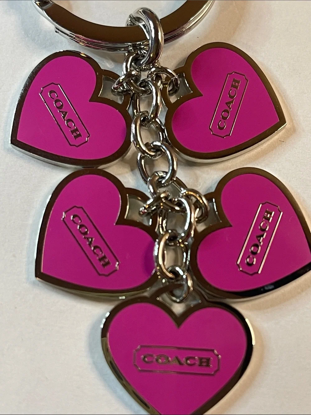 COACH Pink Heart Charm Keychain and Coach Pen